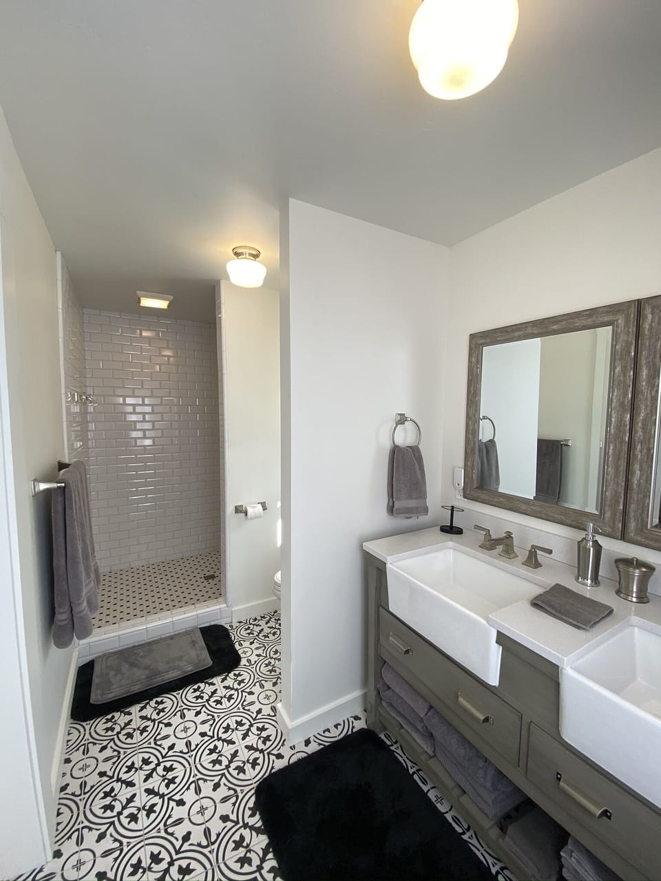 Impeccably designed with walk in shower.
