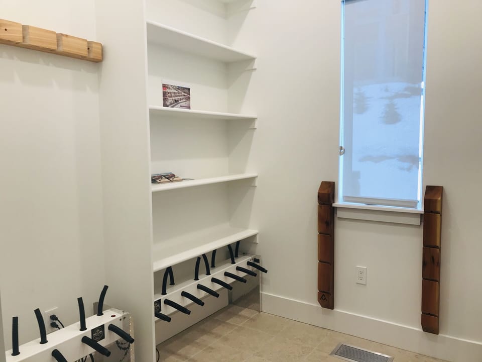Private Ski Equipment Room with Boot and Glove Dryers, Ski and Snowboard Racks