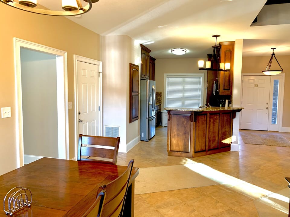 Dining area and kitchen.