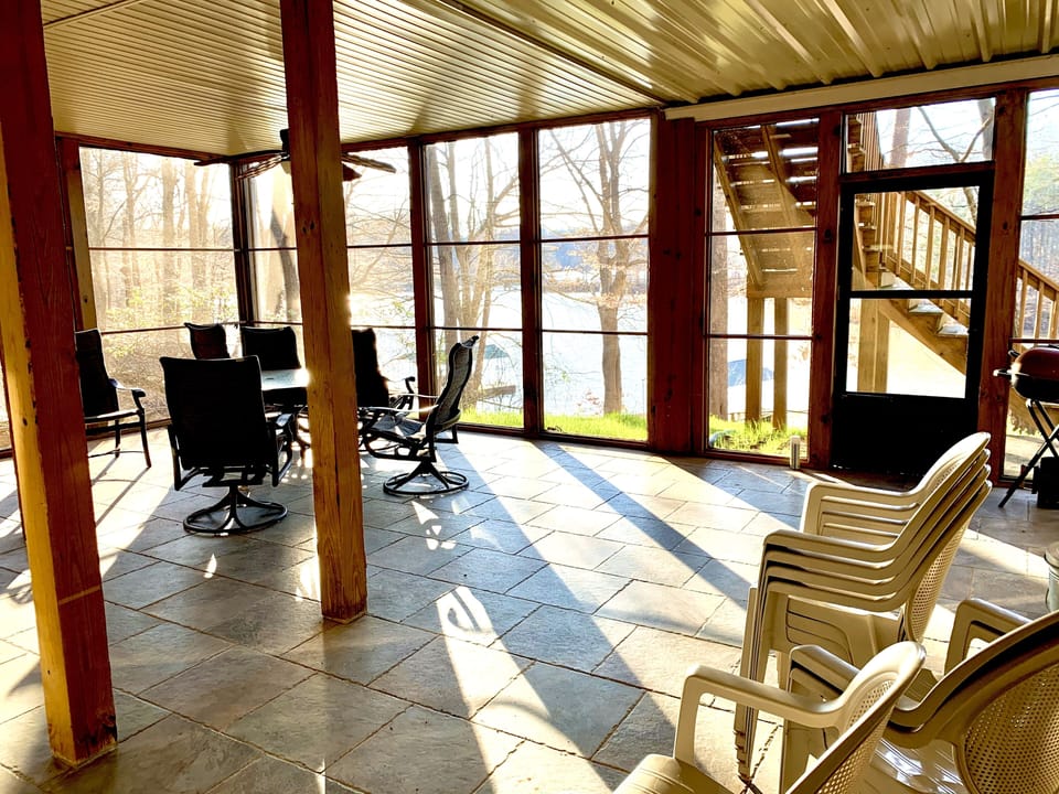 Screened porch on lower level.