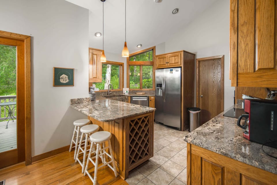 Kitchen island with bar seating and plenty of prep space