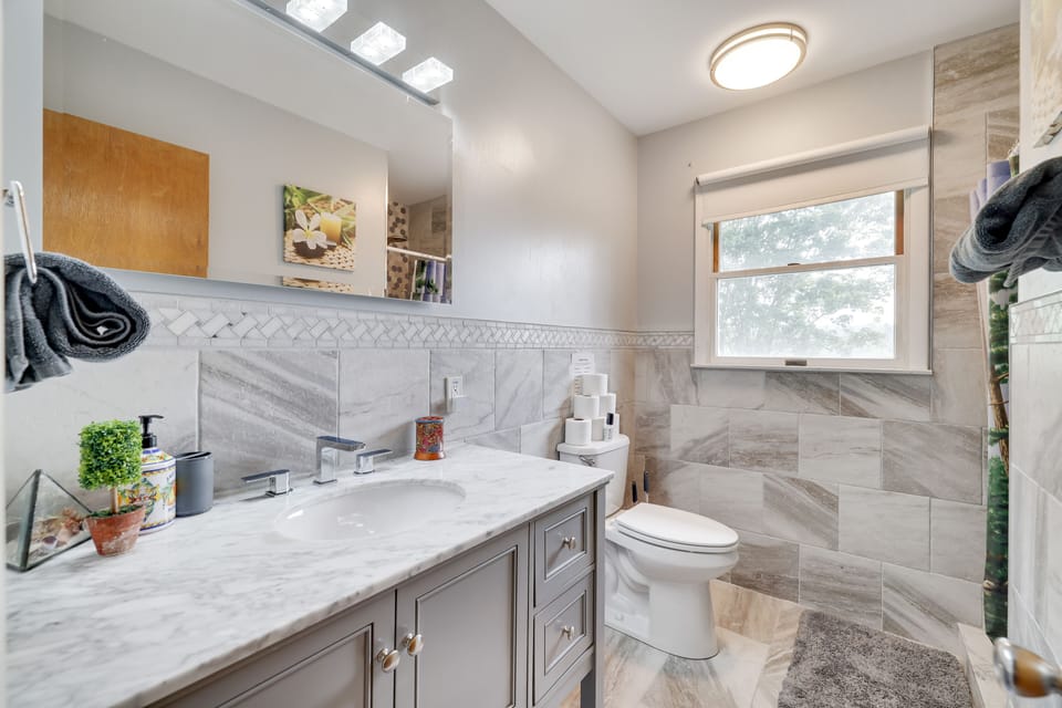 Soak in lake views from our newly renovated master bath.