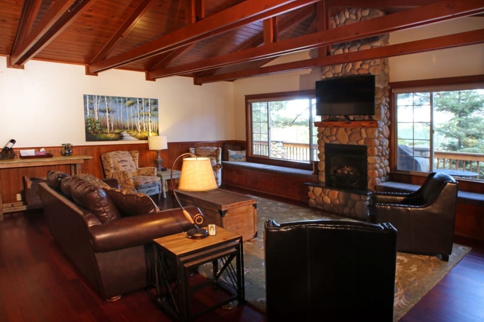 A large living area also has two fold out beds for additional guests.