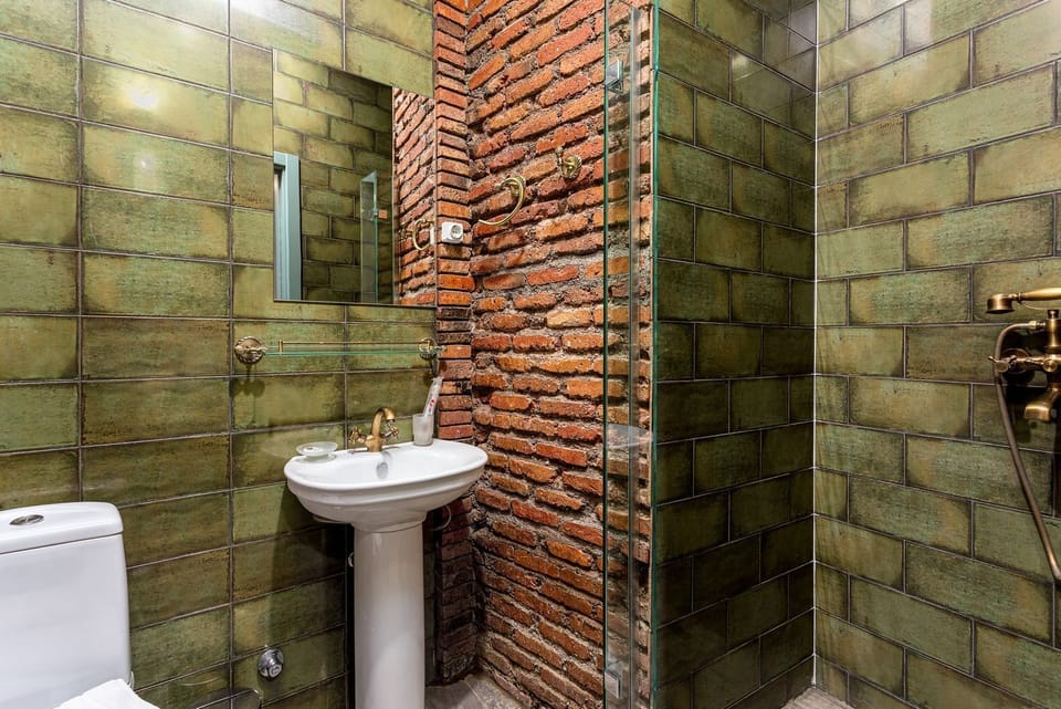 Shower, free toiletries, hair dryer, slippers