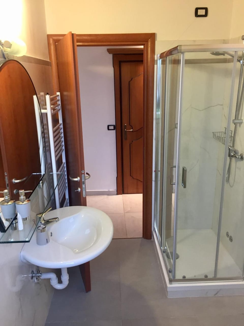 Hair dryer, bidet, towels, soap