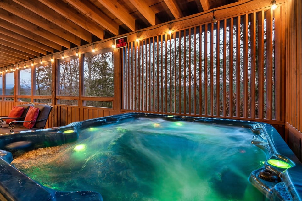 Relax w/the changing colors of the hot tub after a day of hiking or sightseeing