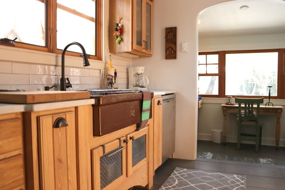 Vintage fired-clay farm sink reclaimed from the Bozeman's original High School! 