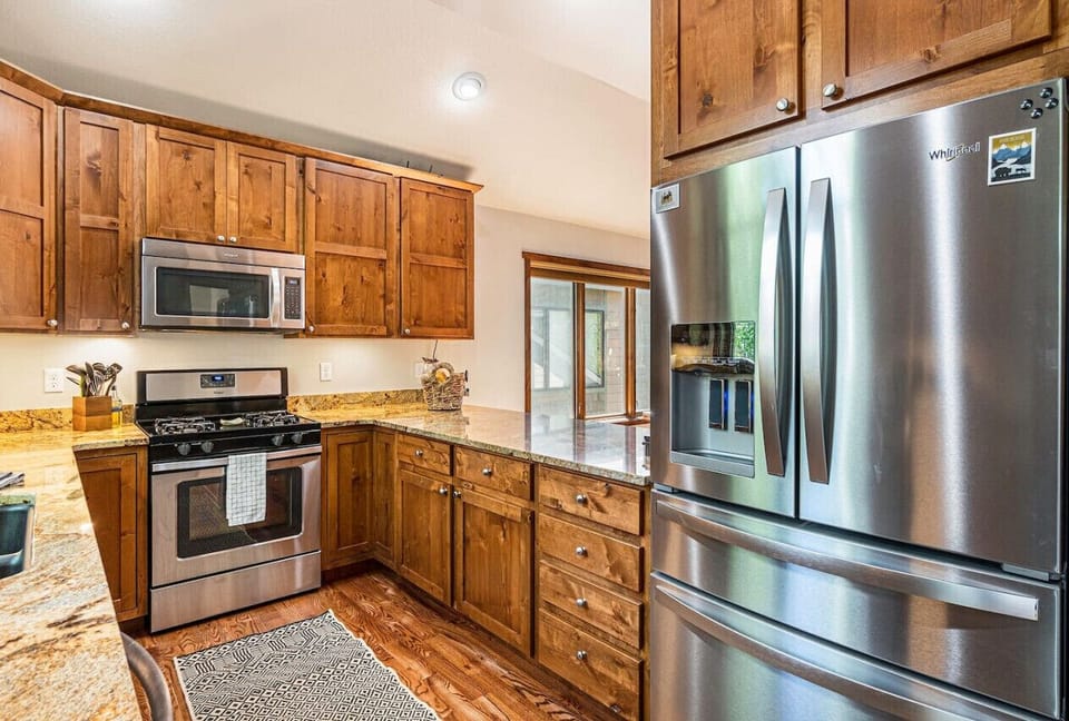 Stainless steel appliances and  4 burner gas stove