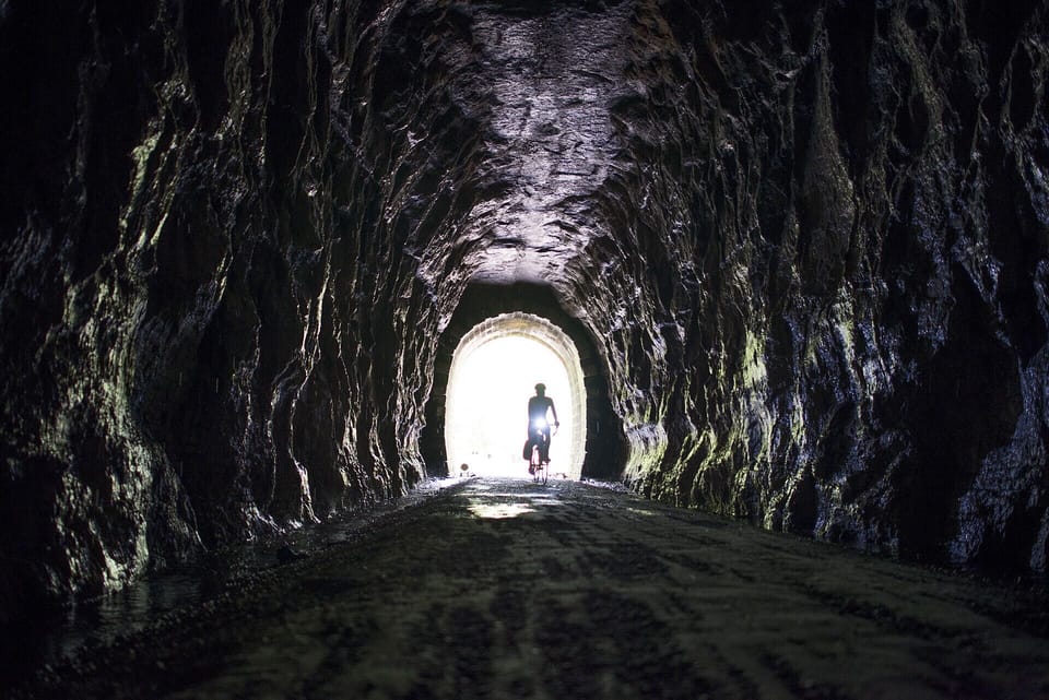 A view from inside one of the famous tunnels on the Elroy-Sparta State Trail.