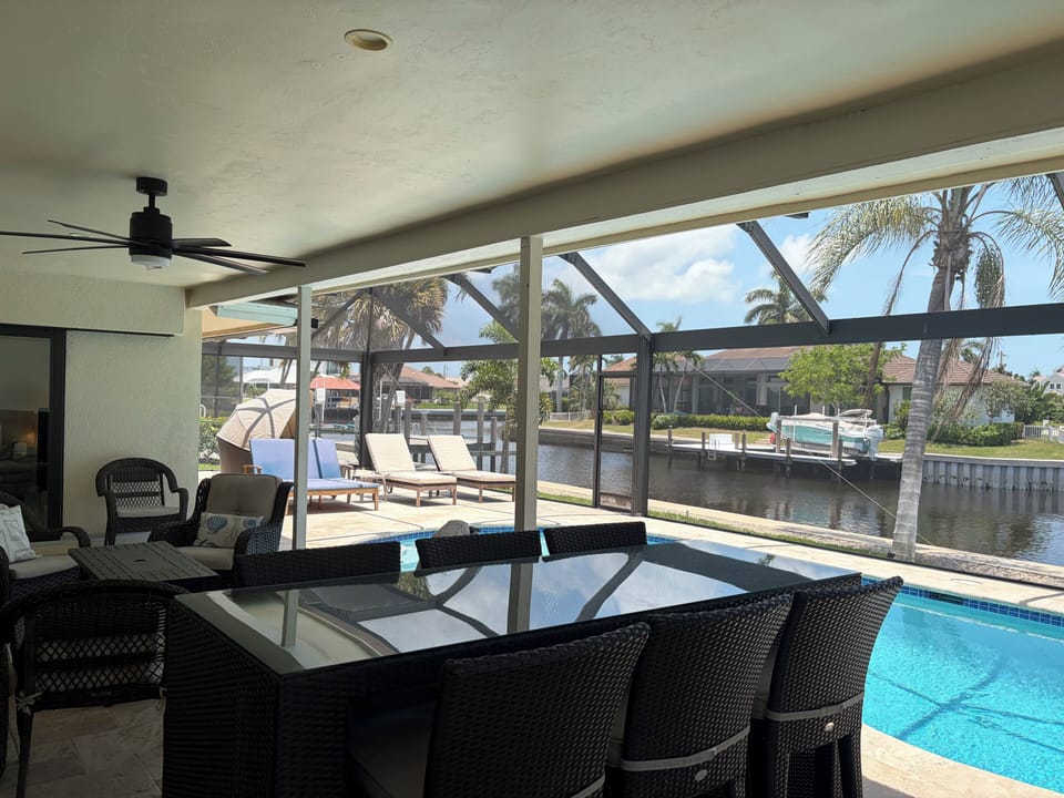 Outdoor dining table with views