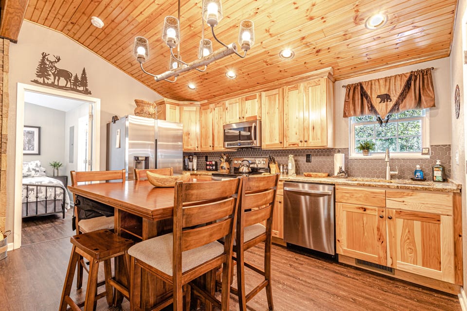 Modern stainless steel appliances.