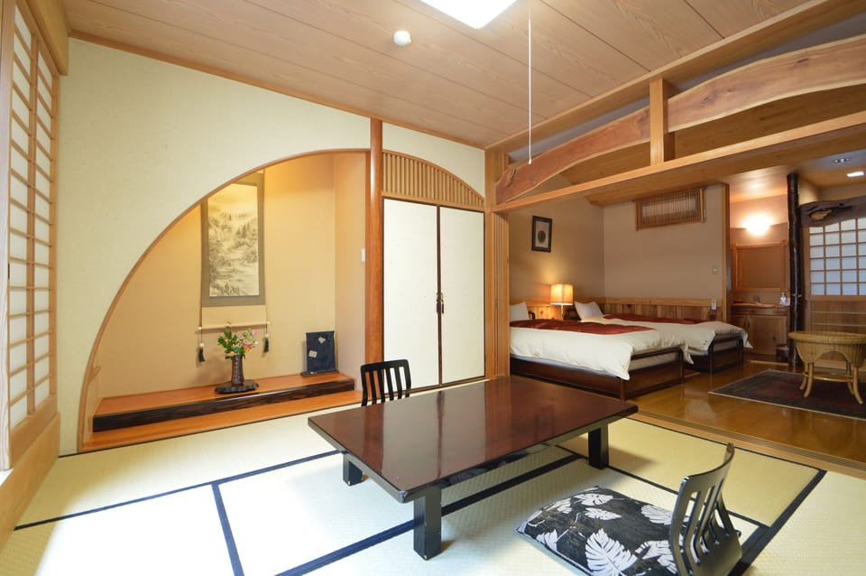 Superior Japanese-Western Style Room with Open-air Bath | In-room safe, WiFi (free), bed sheets