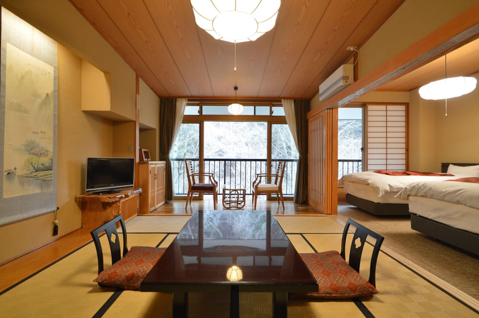 Riverside Room (No River View), Japanese-Western Style, 2 Rooms, Shared Bathroom - Main Building 2F | In-room safe, free WiFi, bed sheets