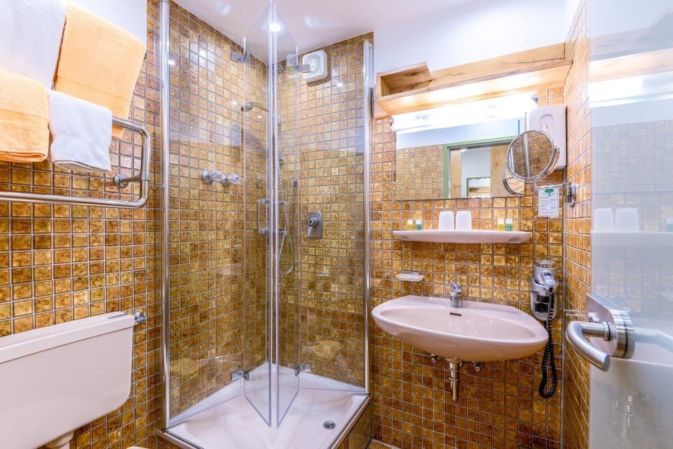 Shower, hair dryer, bathrobes, slippers