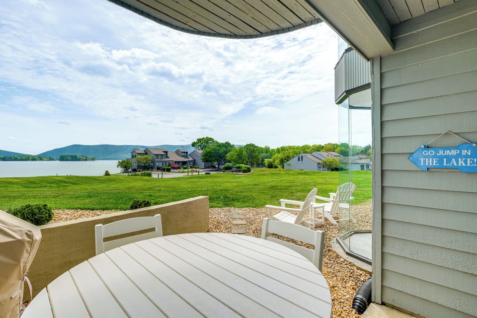 Private Patio | Outdoor Dining | Mountain & Lake Views