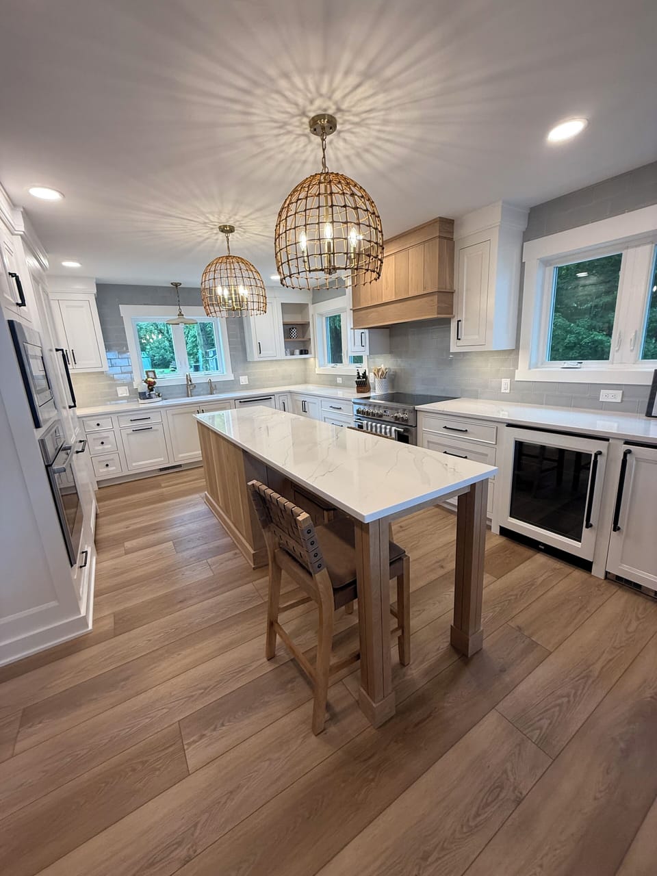 Kitchen with under counter refrigerator and ice machine