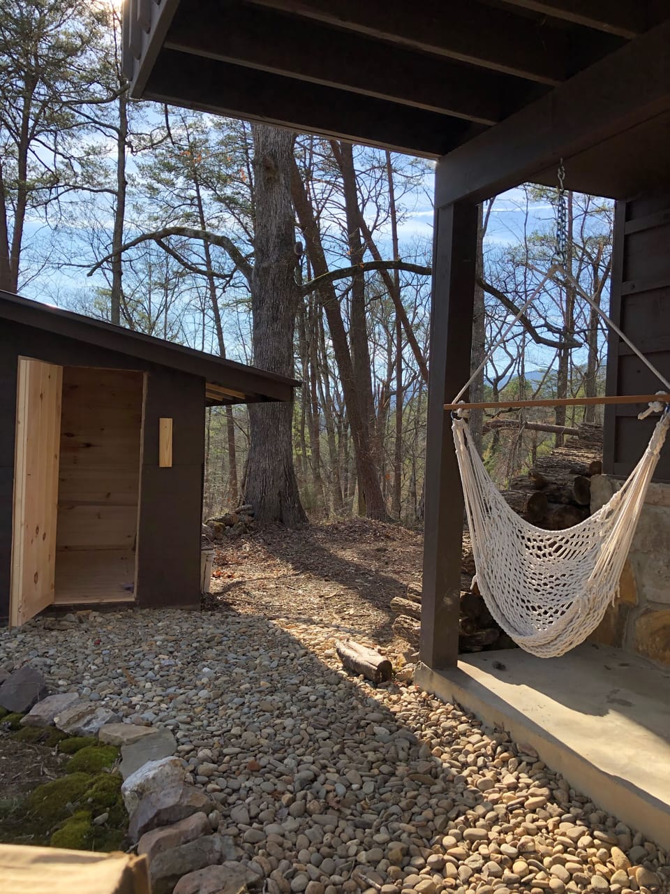 Sauna, hot tub and deck is to the right