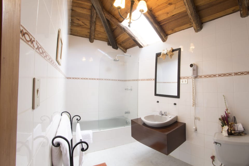 Shower, rainfall showerhead, free toiletries, hair dryer (on request)