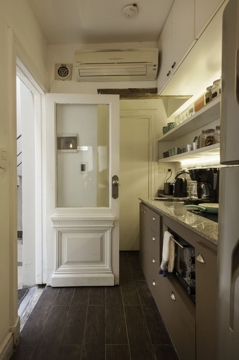 Shared fridge, microwave
