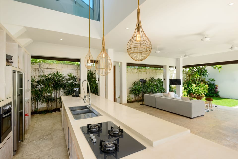 Villa Meimei | Private kitchen | Fridge, highchair, paper towels