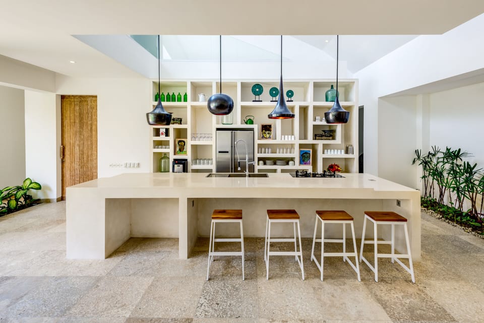 Villa Momentai | Private kitchen | Fridge, highchair