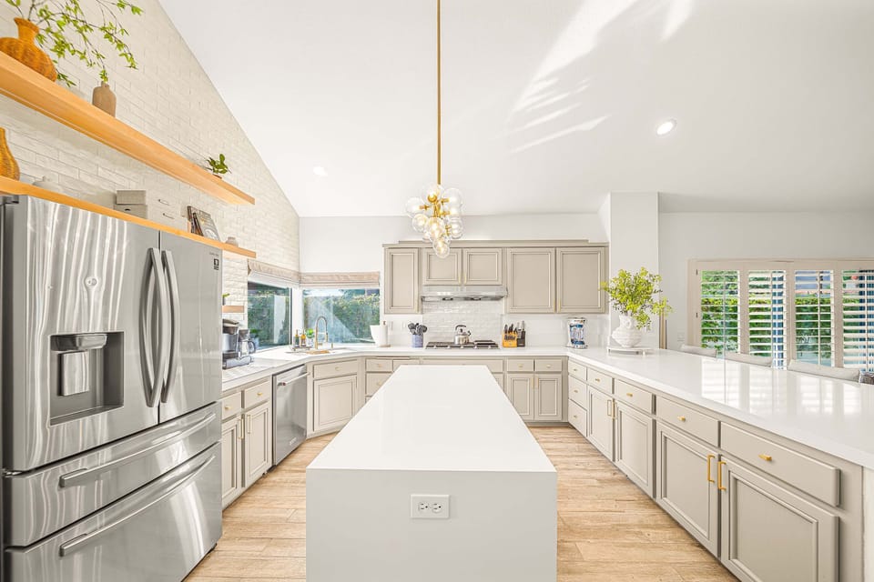 Large kitchen with double islands