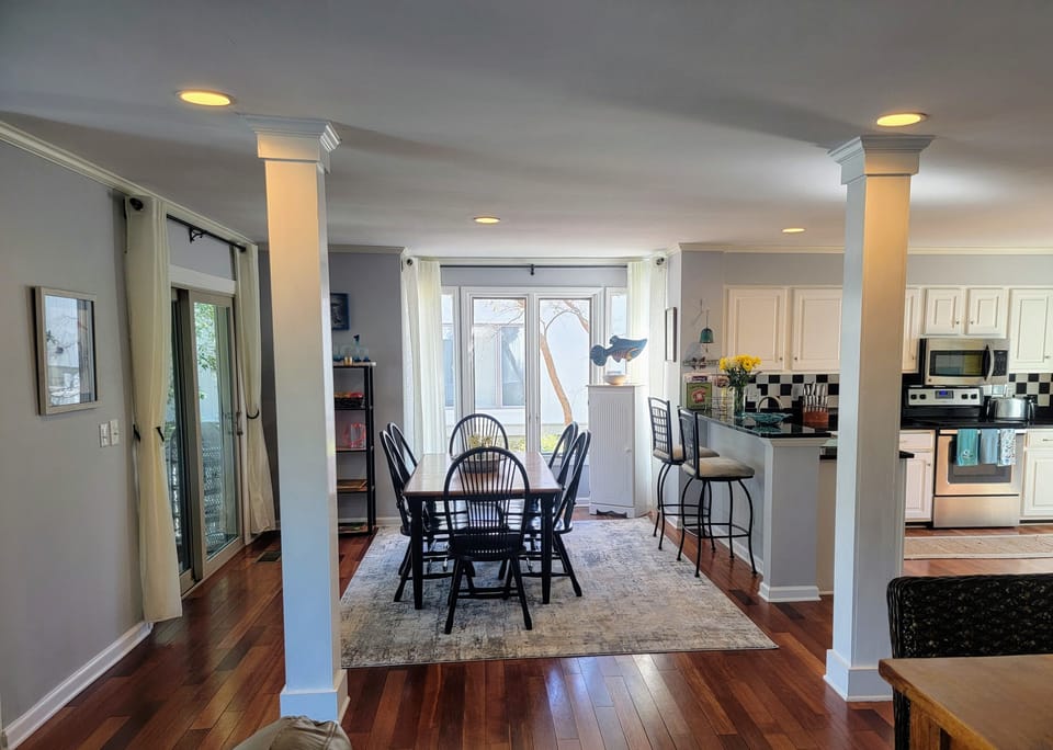 The Elegant Dining Room has plenty of space at the table and bar