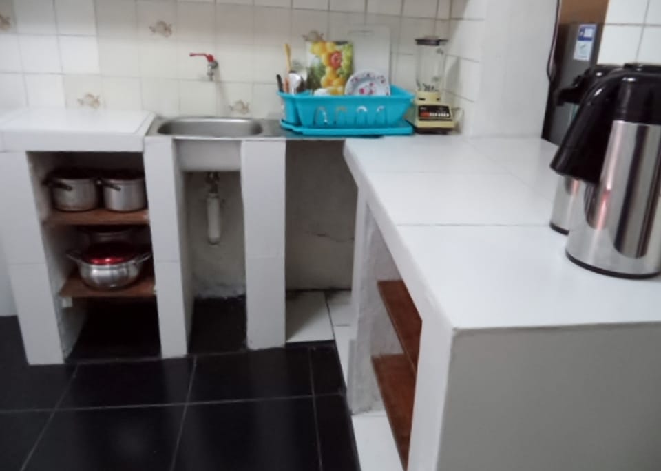 Dishwasher, blender, cookware/dishes/utensils, cleaning supplies