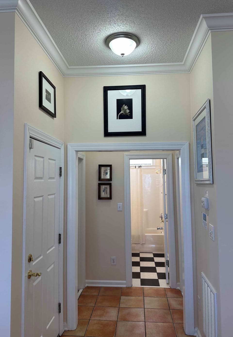 Hall Bath, Bedroom 1 & 2 Down