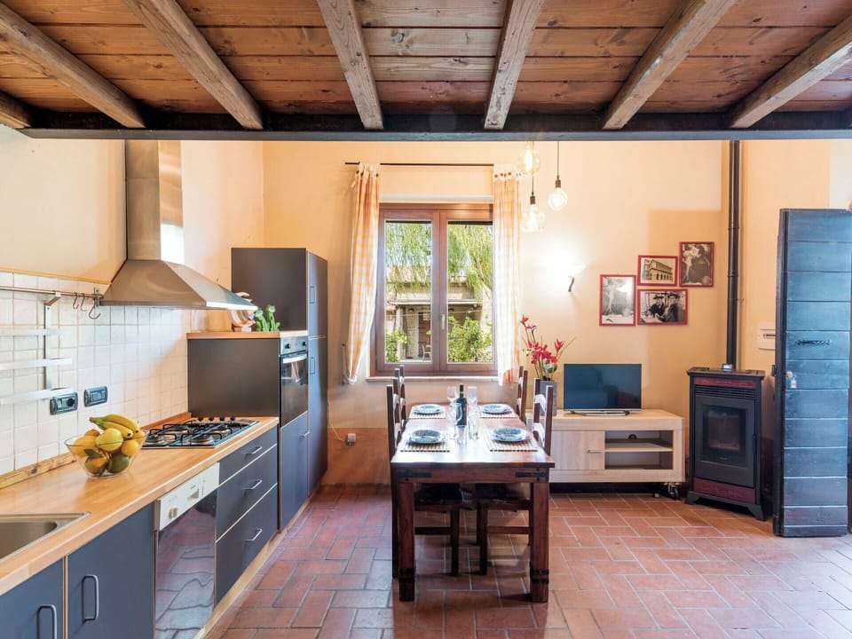 Furniture, Interior Design, Flooring, Wood, Kitchen, Floor, Ceiling, Countertop, Home, Room