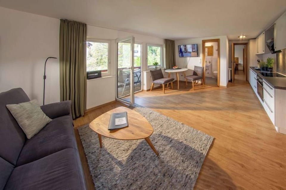 Comfort Apartment, Balcony | Living area | 49-inch LED TV with digital channels