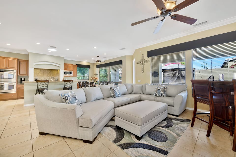Sit back and relax on the oversized couch with plenty of room to spread out.