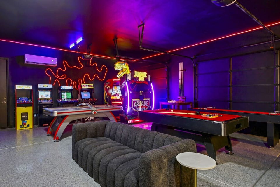 The enormous, air conditioned game room has something for kids and adults and makes for a great getaway from the rest of the house