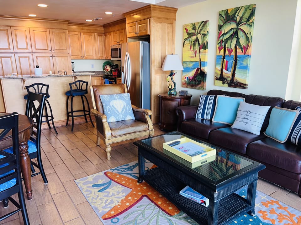 Living area with sofa that pulls out into a queen-size bed!!!