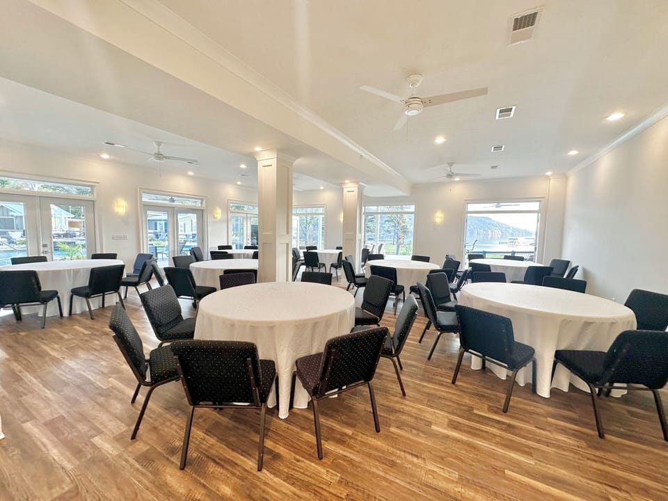 Clubhouse gathering area. This area can set set up many different ways.