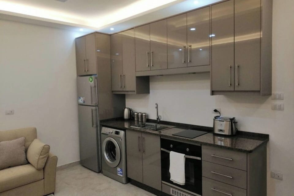Apartment | Private kitchen | Fridge, microwave, oven, stovetop