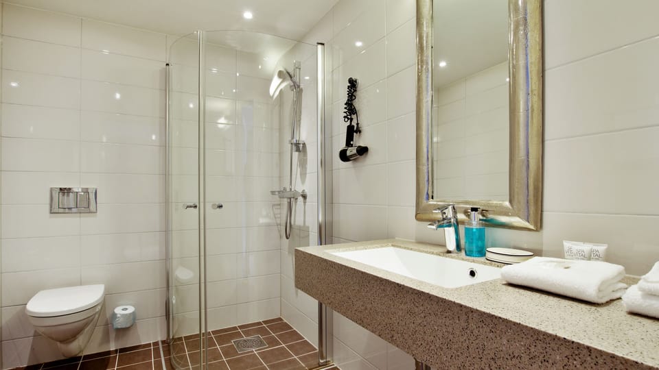 Studio Suite | Bathroom | Shower, hair dryer, bathrobes, towels