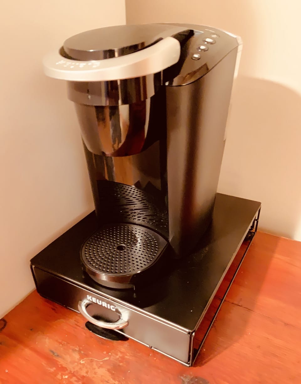 Keurig for coffee, hit chocolate, and tea