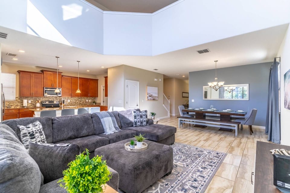 Huge 2 story living area with so much natural light!