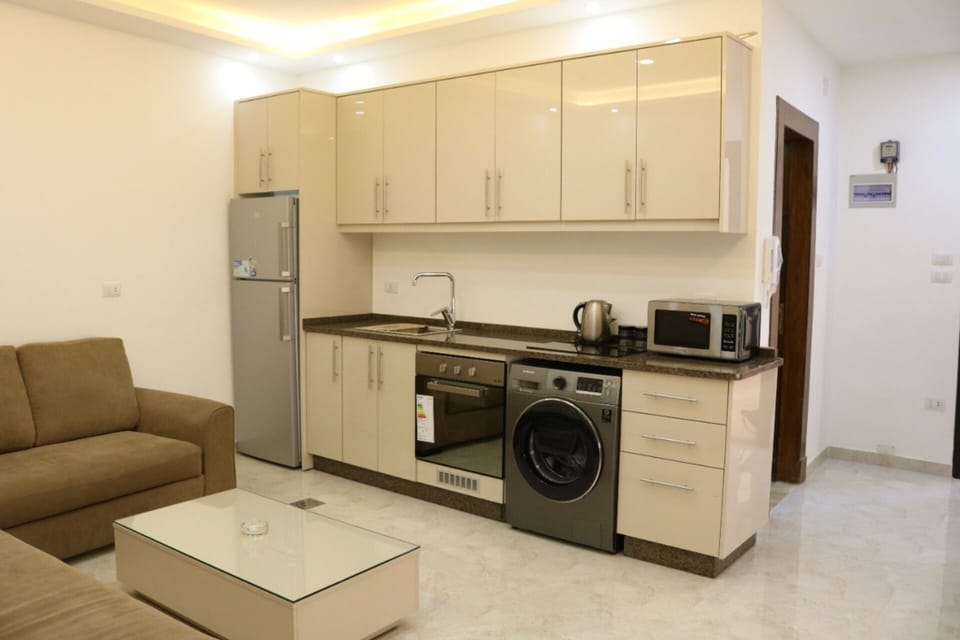 Apartment | Private kitchen | Fridge, microwave, oven, stovetop