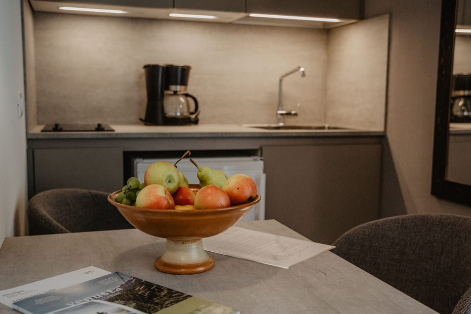 Panoramic Studio, Kitchenette, Mountain View | Private kitchen | Shared fridge