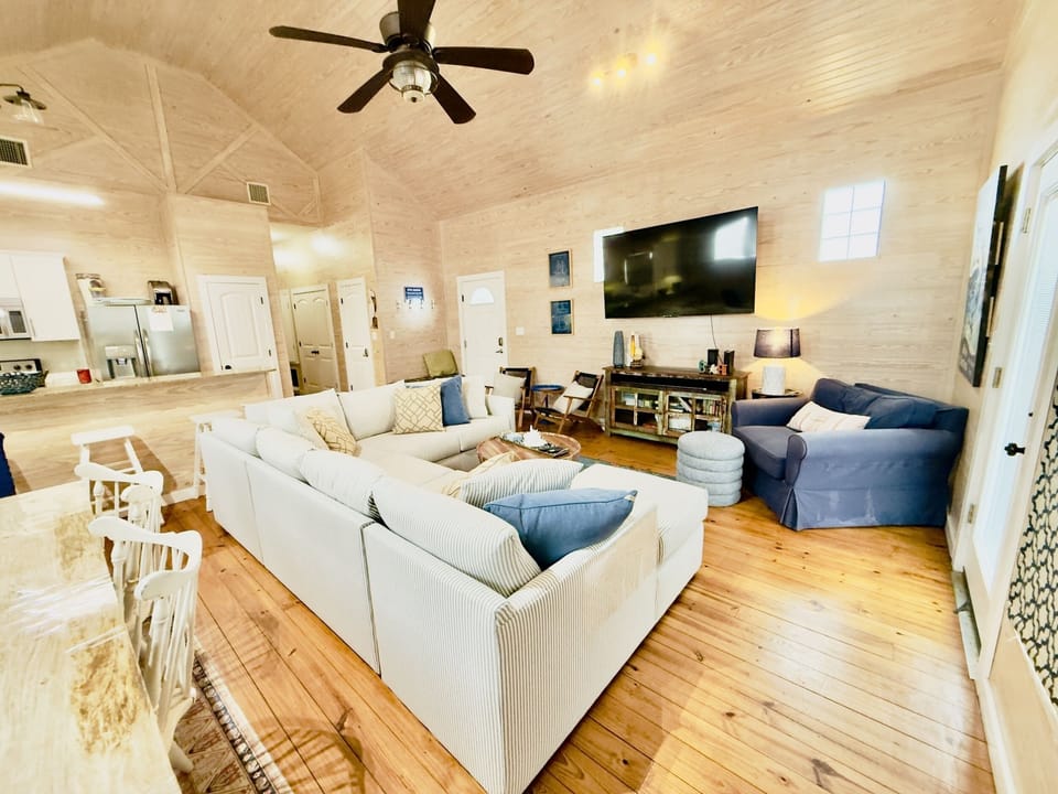 full length balcony (door on right) 75" TV