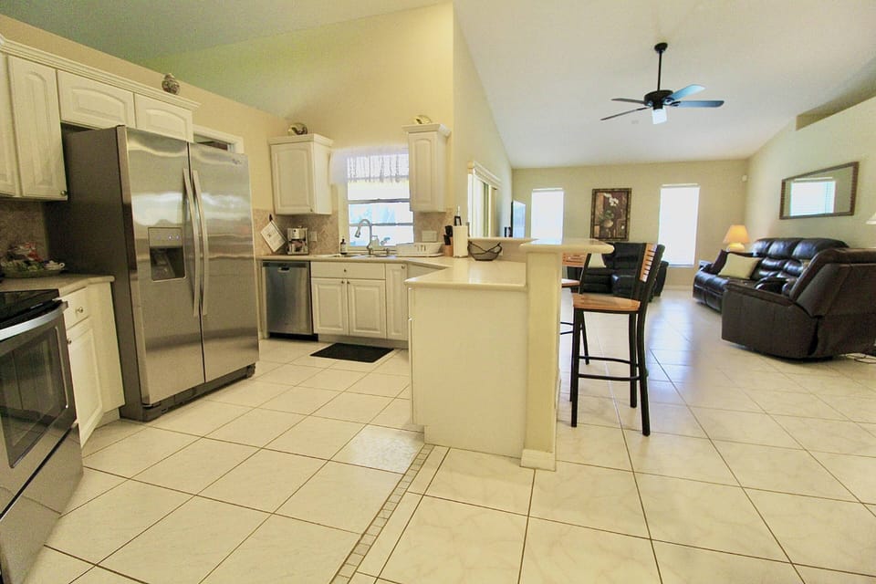 The spacious open floorplan of the kitchen and family room area…