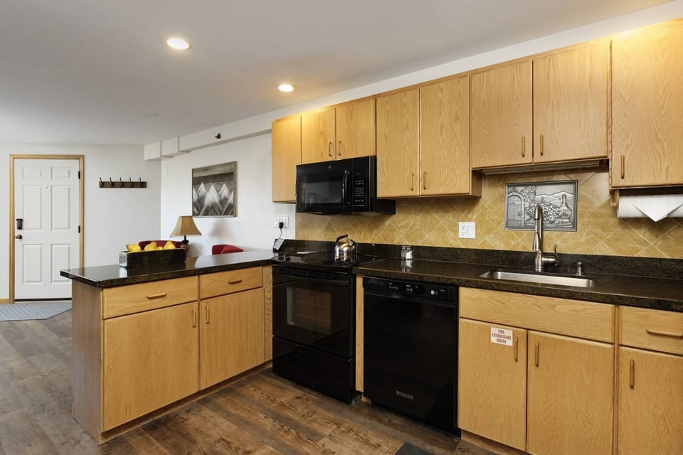 It is easy to create a great meal in the fully stocked kitchen.
