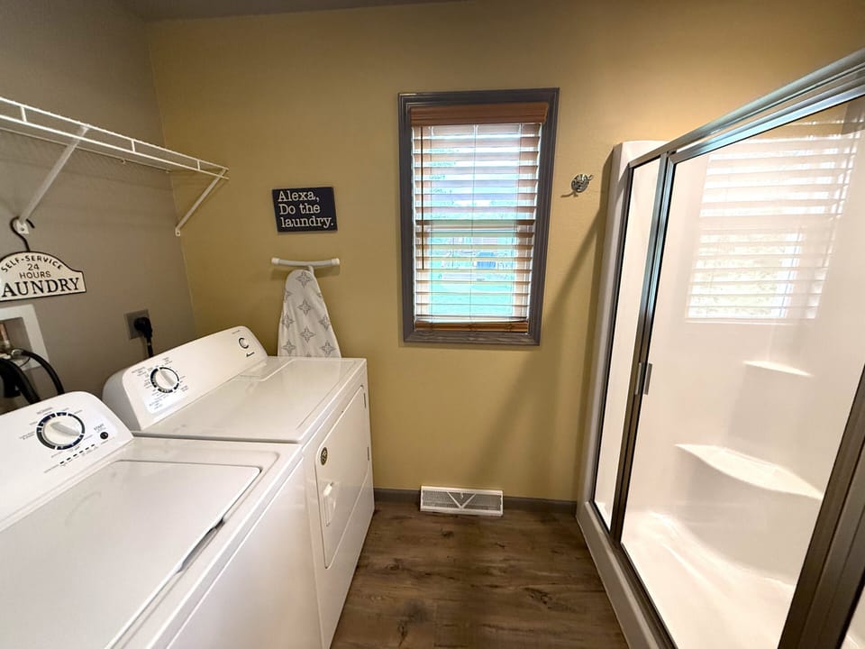 Bathroom 1 with Walk-In Shower & Laundry Area on Main Level