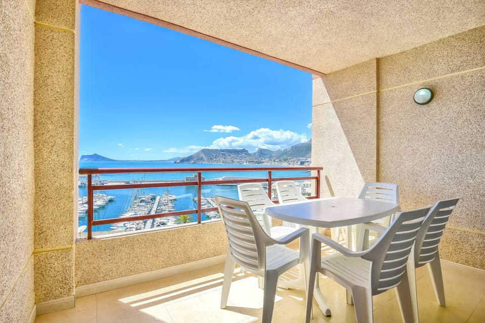 Balcony of the Rosamarina Building in the port of Calpe