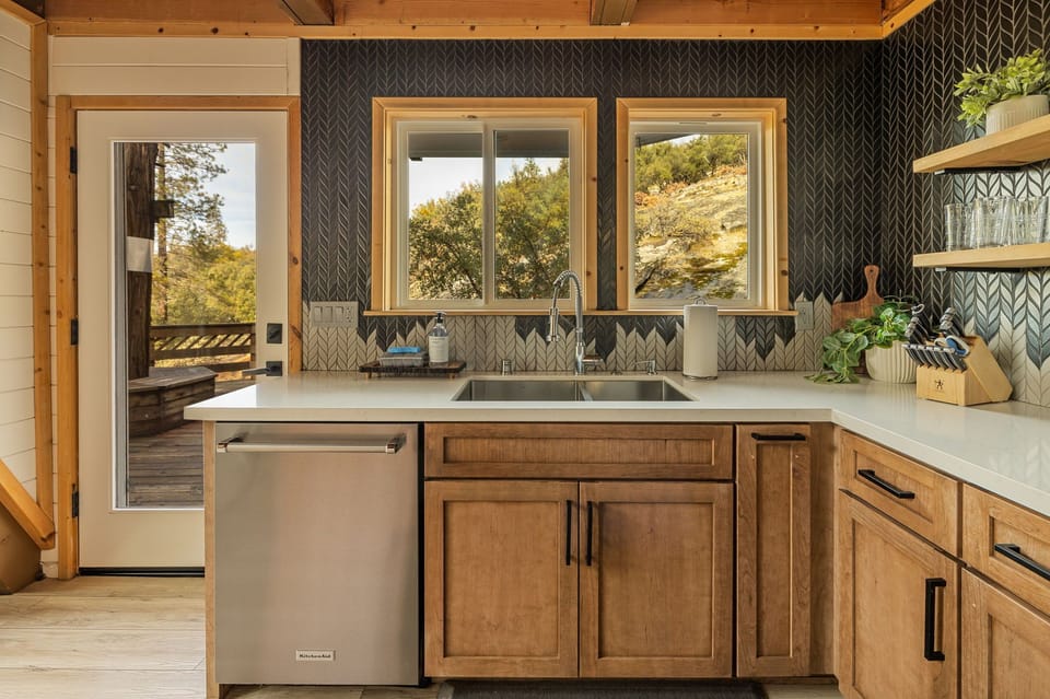 Lots of natural light and access to huge deck and table for al fresco dining