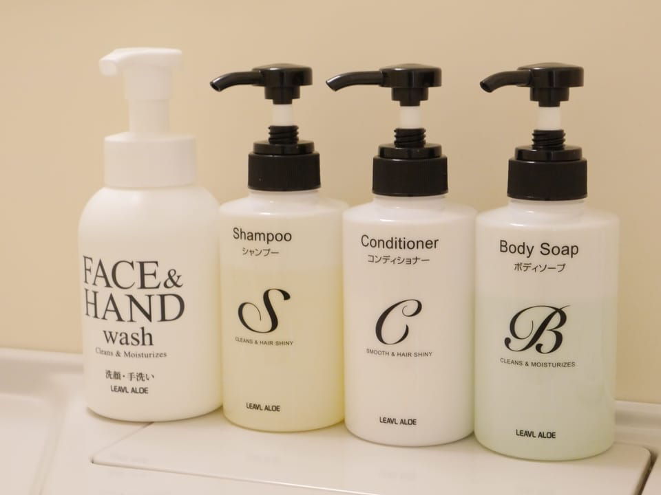 Combined shower/tub, free toiletries, hair dryer, slippers