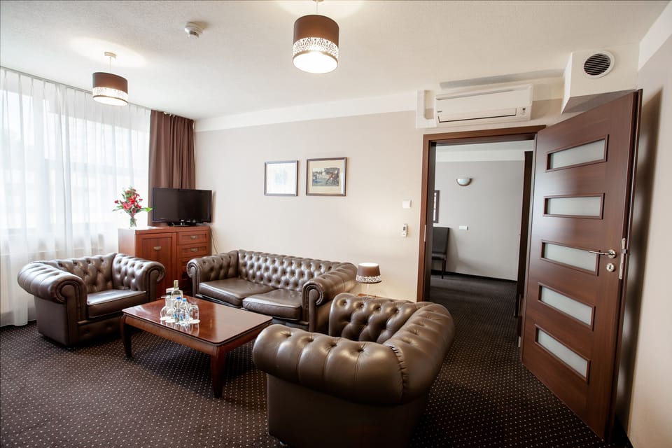 Standard Apartment, 1 King Bed | Living area | 32-inch LCD TV with cable channels, TV