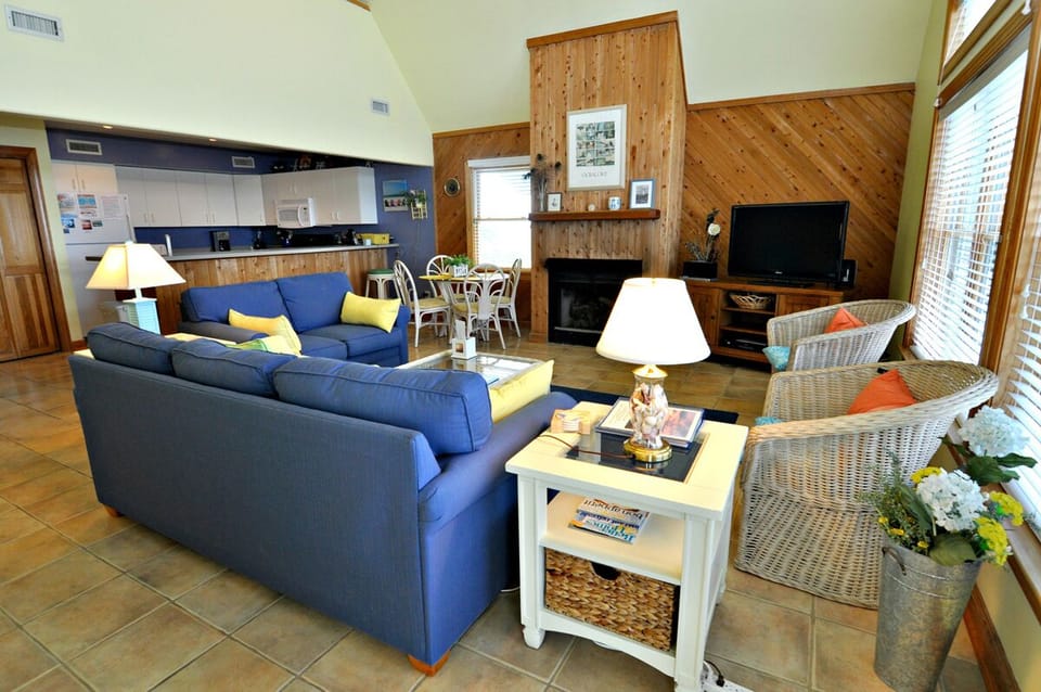 Living Area with TVDVD, First Floor with Deck Access